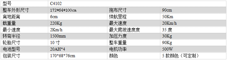 C4105電動塵推車-技術細節